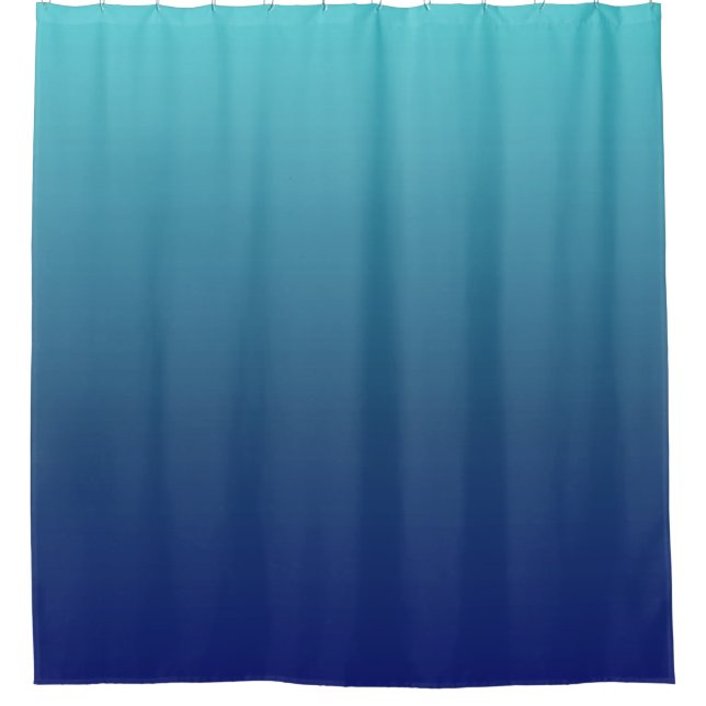 Blue ombre gradient shower curtain (Front)