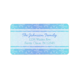 Blue Ombre Hand Drawn Snowflake Address Labels