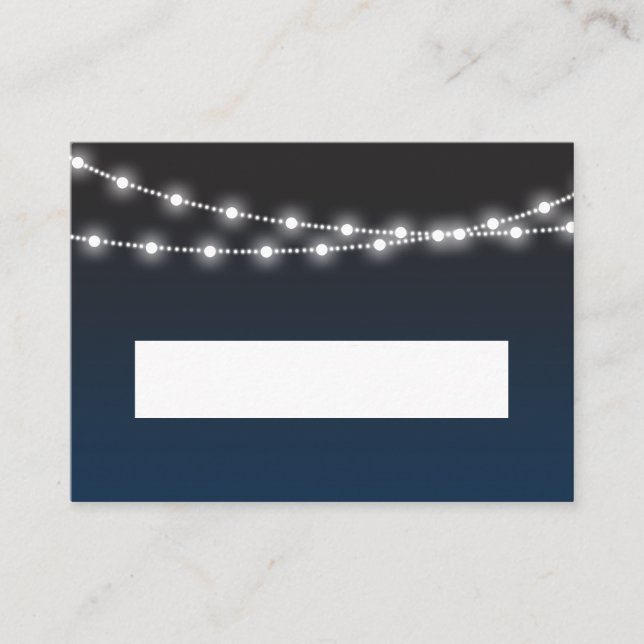 Blue Ombre Lights Wedding Reception Place Cards (Front)
