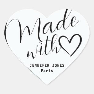 Blue Ombre Made with Love Calligraphy Lettering Heart Sticker