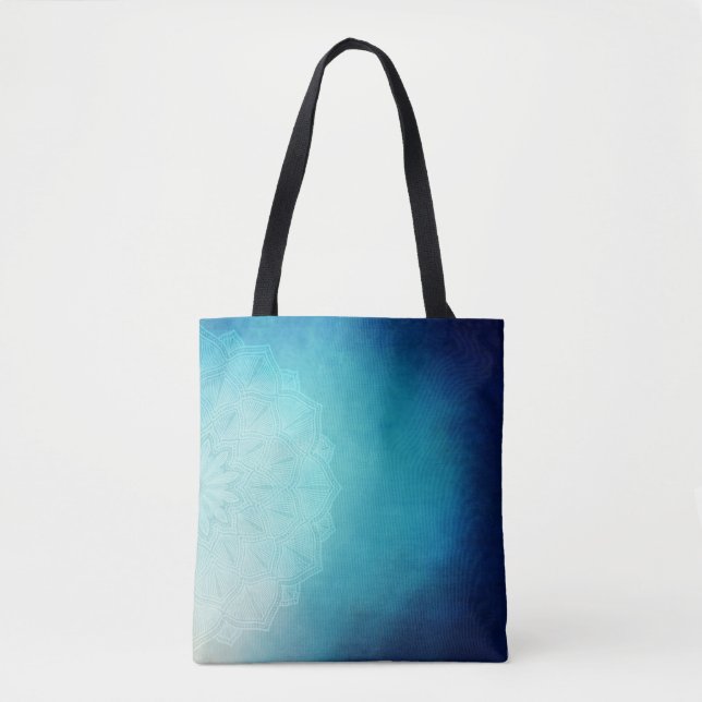 Blue Ombre mandala Tote Bag (Front)