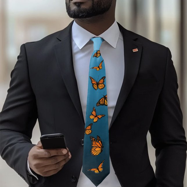Blue Ombre Monarch Butterflies Tie (Creator Uploaded)