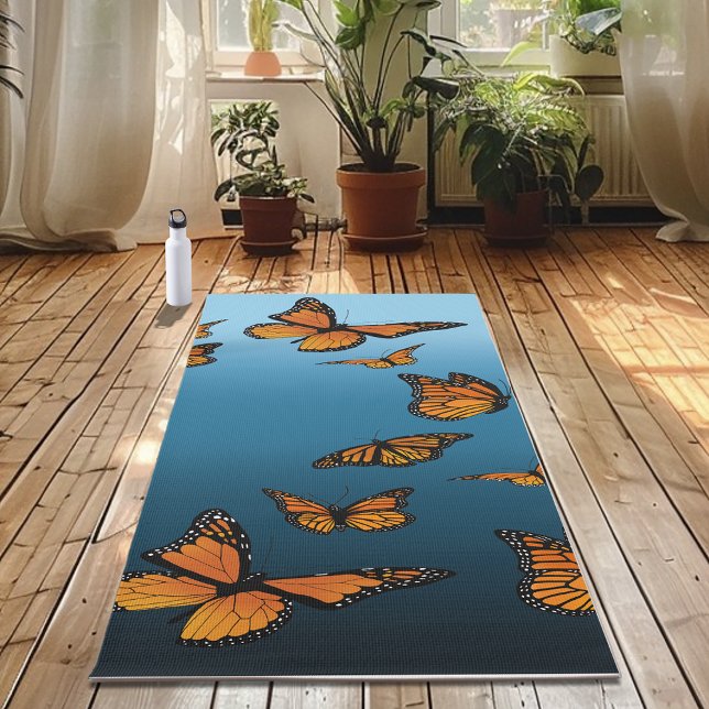 Blue Ombre Monarch Butterflies Yoga Mat (Creator Uploaded)