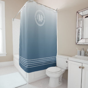 Blue Ombre Monogrammed Shower Curtain