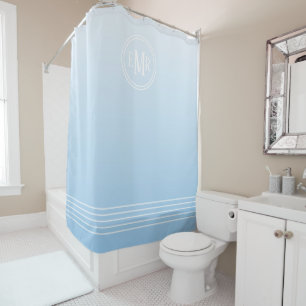 Blue Ombre Monogrammed Shower Curtain