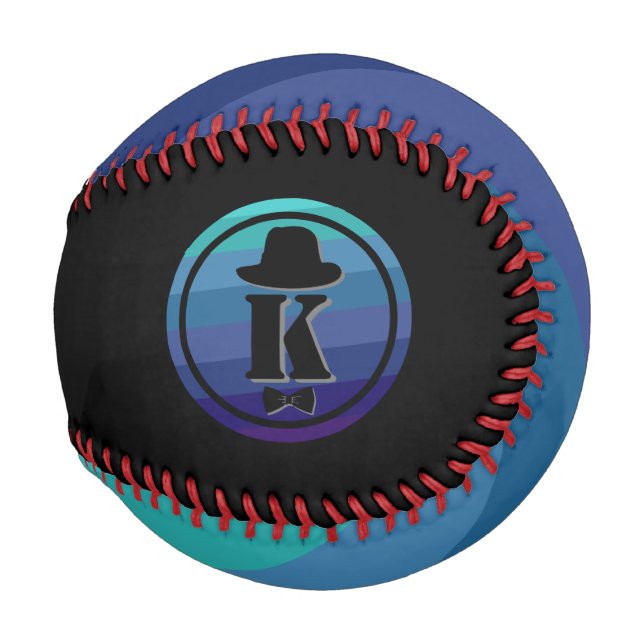 Blue Ombre Name Initial Monogram For Men Baseball (Front Right)