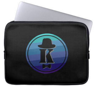 Blue Ombre Name Initial Monogram For Men Laptop Sleeve