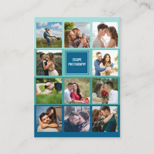 Blue Ombre Photo Collage Photographer Business Car Card