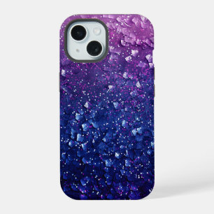 Blue Ombre Purple Glitter Girly iPhone 15 Case