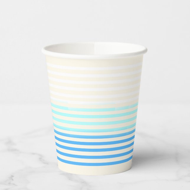 Blue Ombre Striped Paper Cups (Left)