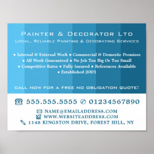 Blue Ombre Stripes, Painter & Decorator Poster
