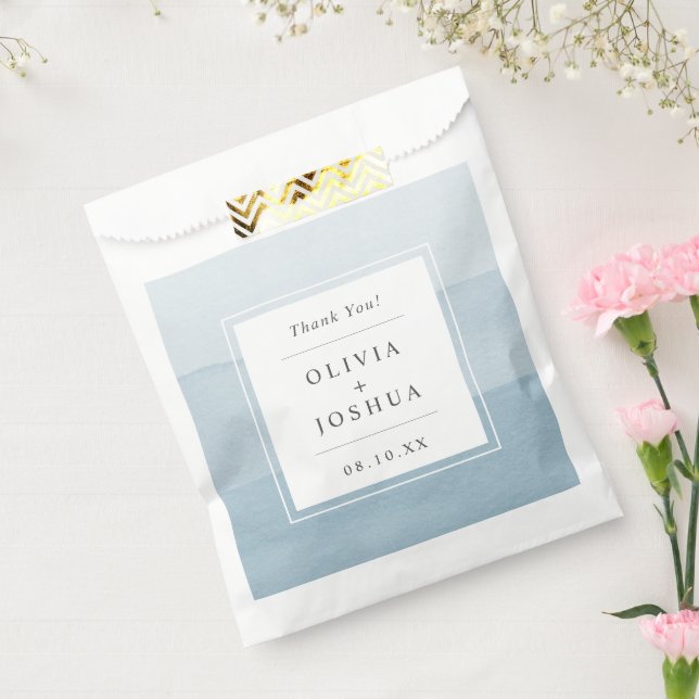 Blue Ombre Thank You Wedding Favour Bag (Sealed)