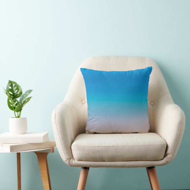 Blue Ombre Throw Blanket Gradient Cushion (Chair)