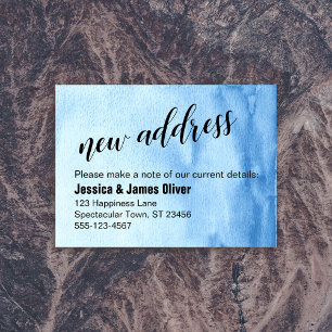 Blue Ombre Watercolor New Address Handout Card