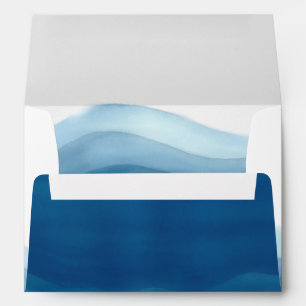 Blue Ombre Watercolor Wave Envelope