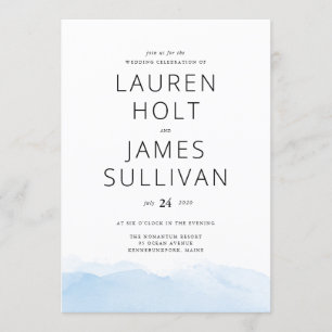 Blue Ombre Watercolor Wedding Invitation