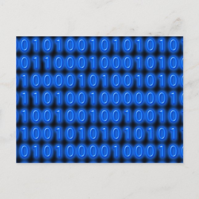 Blue on Black Binary Code Postcard (Front)