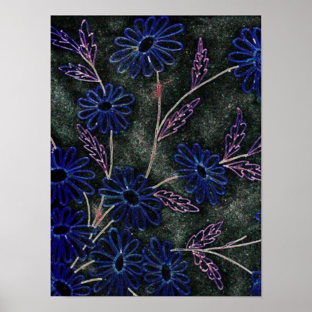 blue on black floral decor (Front)
