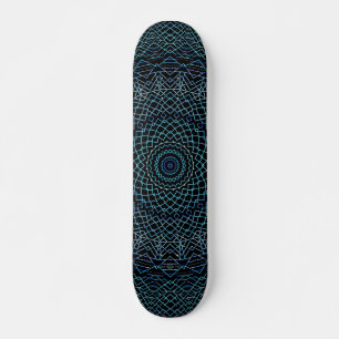 Blue on Black Mandala Skateboard