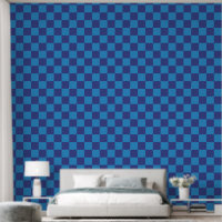 Blue on Blue Chequerboard Patterned
