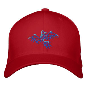 BLUE ON BLUE DRAGON EMBROIDERED HAT