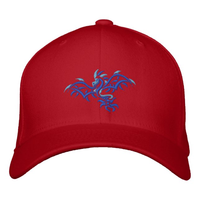 BLUE ON BLUE DRAGON EMBROIDERED HAT (Front)