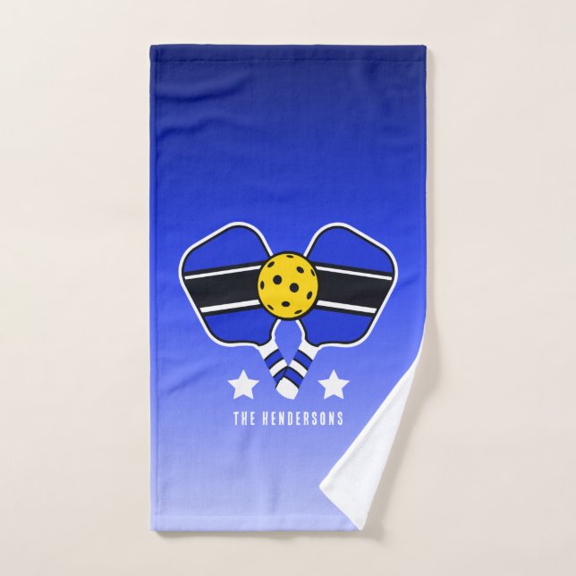 Blue on blue faded back Customisable name Hand Towel (Hand Towel)