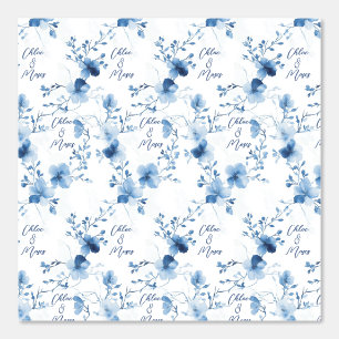 Blue on Blue, Flower Blossom Backdrop Wallpaper