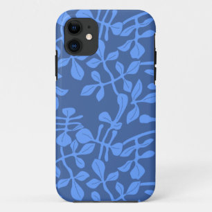 Blue on Blue Leaf Pattern iPhone Barely There Case