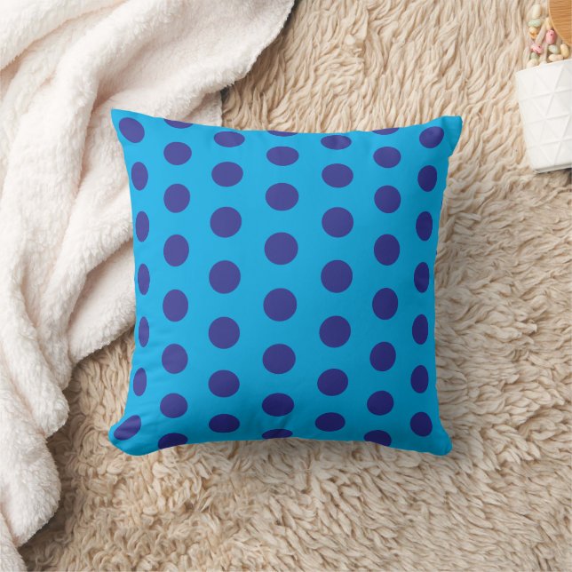 Blue on Blue Polka Dots  Cushion (Blanket)