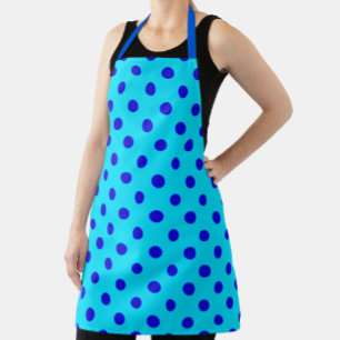 Blue On Cyan Polka Dots Pattern Design Apron