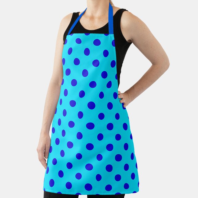 Blue On Cyan Polka Dots Pattern Design Apron (Creator Uploaded)