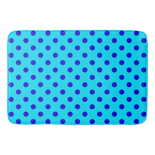 Blue On Cyan Polka Dots Pattern Design Bath Mat (Front)