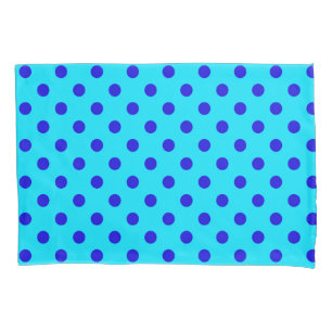 Blue On Cyan Polka Dots Pattern Design Pillowcase
