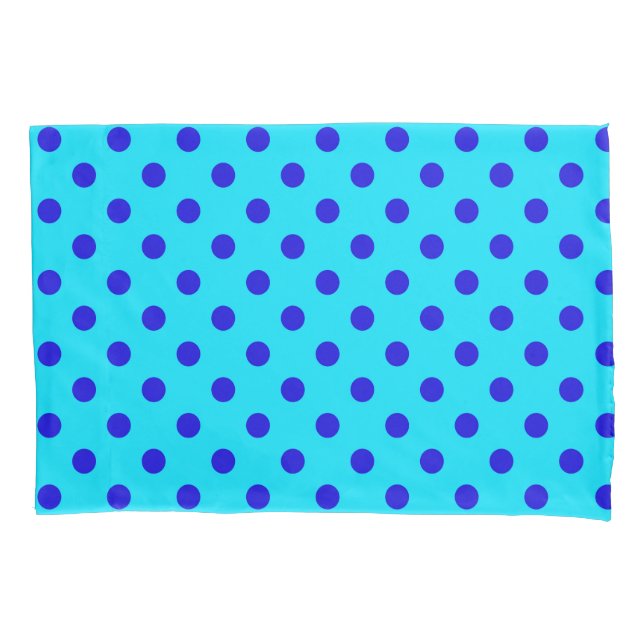 Blue On Cyan Polka Dots Pattern Design Pillowcase (Front)