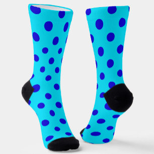 Blue On Cyan Polka Dots Pattern Design Socks