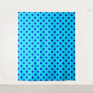 Blue On Cyan Polka Dots Pattern Design Tapestry