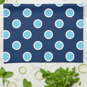 Blue on Dark Blue Polka Dot Pattern Kitchen Towel