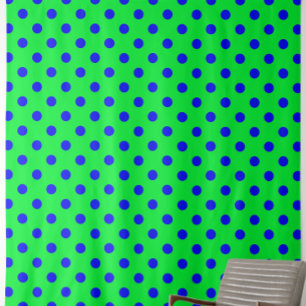 Blue On Green Polka Dots Pattern Design  Fabric