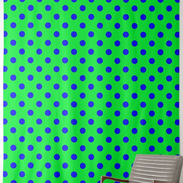 Blue On Green Polka Dots Pattern Design  Fabric (Creator Uploaded)