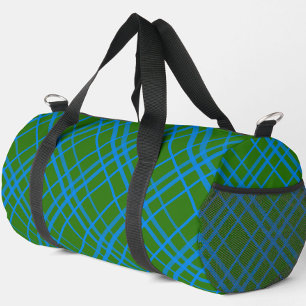 Blue On Green Tartan Plaid Pattern Design Duffle Bag