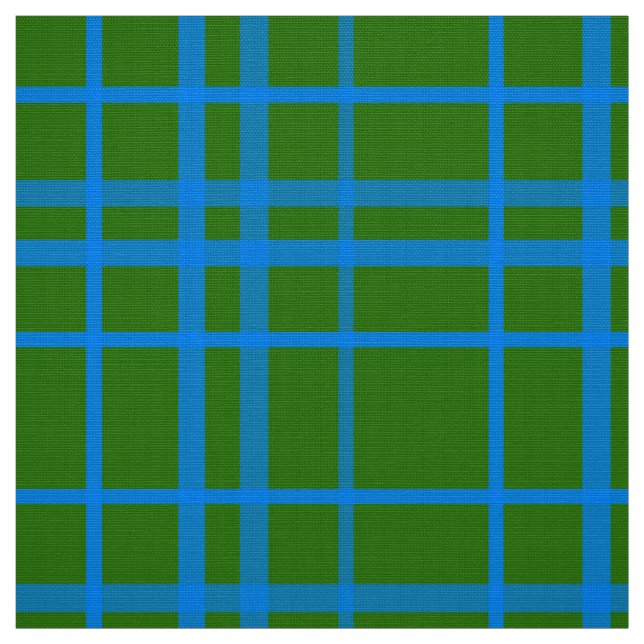 Blue On Green Tartan Plaid Pattern Design  Fabric (Swatch)