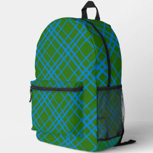 Blue On Green Tartan Plaid Pattern Design Printed Backpack