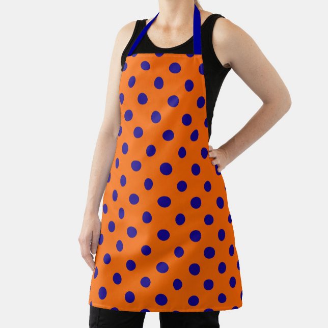 Blue On Orange Polka Dots Pattern Design  Apron (Creator Uploaded)