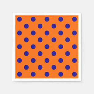 Blue On Orange Polka Dots Pattern Design  Napkin