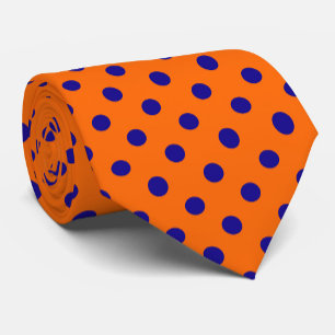 Blue On Orange Polka Dots Pattern Design  Tie