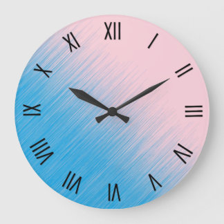 Blue on Pink Horizon Roman Numerals Large Clock