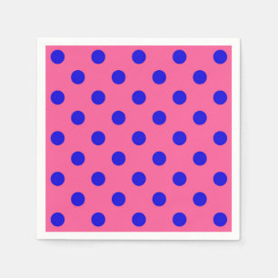 Blue On Pink Polka Dots Pattern Design Napkin