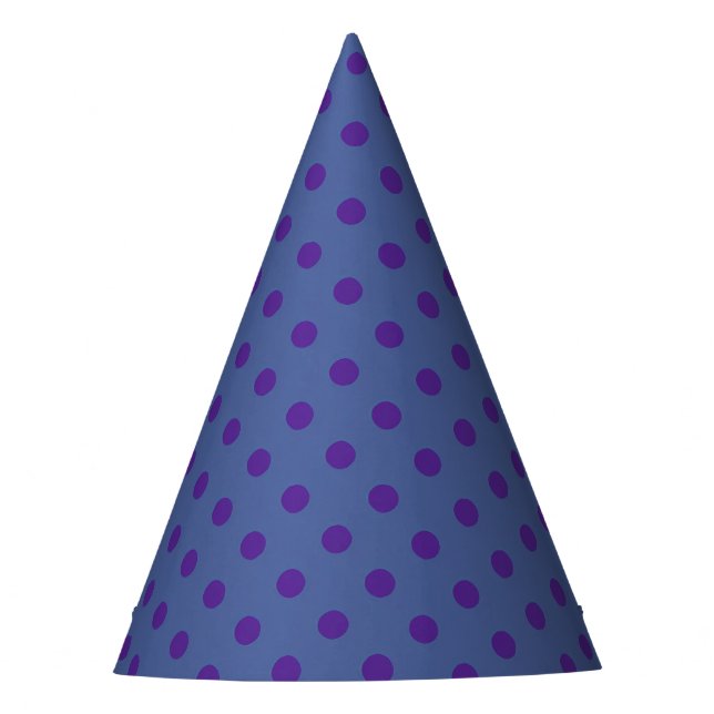Blue on Purple Polka Party Hat (Front)