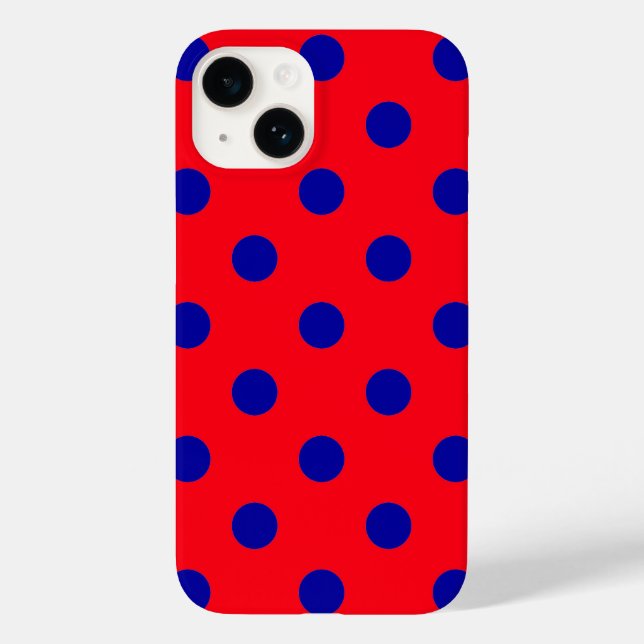Blue On Red Polka Dots Pattern Design  Case-Mate iPhone Case (Back)